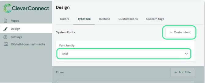 Capture d'écran de l'interface de gestion des polices dans le CMS