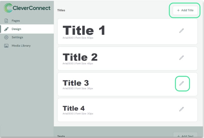 Interface de personnalisation des titres dans le CMS