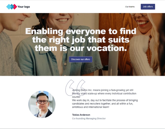 Beispiel für eine optimierte Startseite einer Karriere-Website