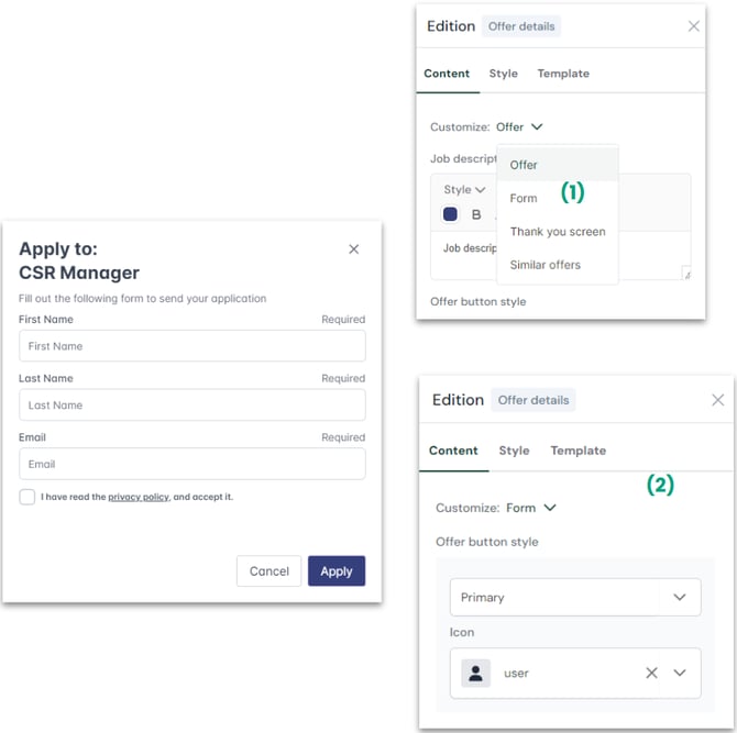 Beispiel für das Schnellbewerbungsformular