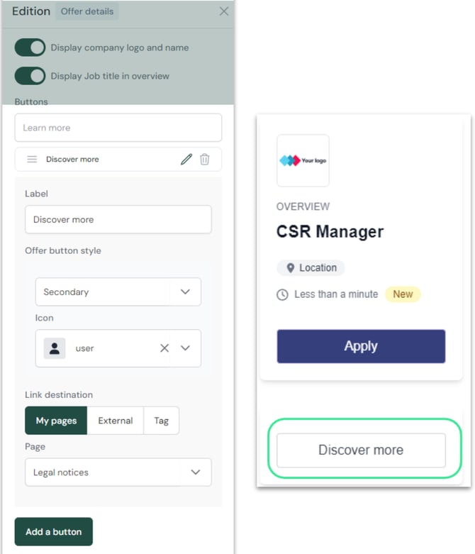 Beispiel für dynamische Schaltflächen auf einer Detailseite
