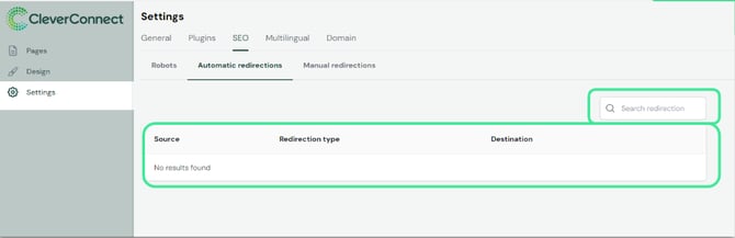 Screenshot der automatischen Weiterleitungsfunktion beim Löschen einer Seite