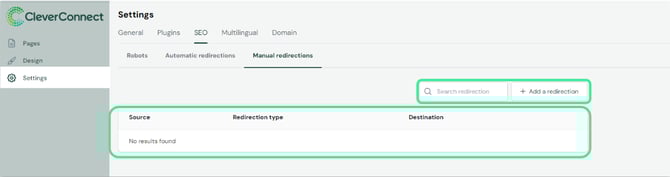 Screenshot der manuellen Weiterleitungsfunktion