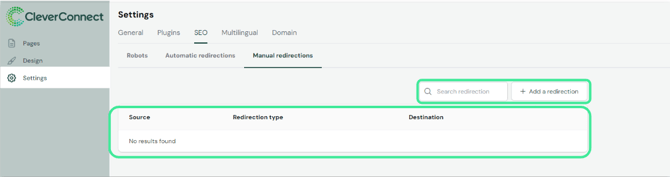 Capture d'écran de la création d'une redirection manuelle dans HubSpot